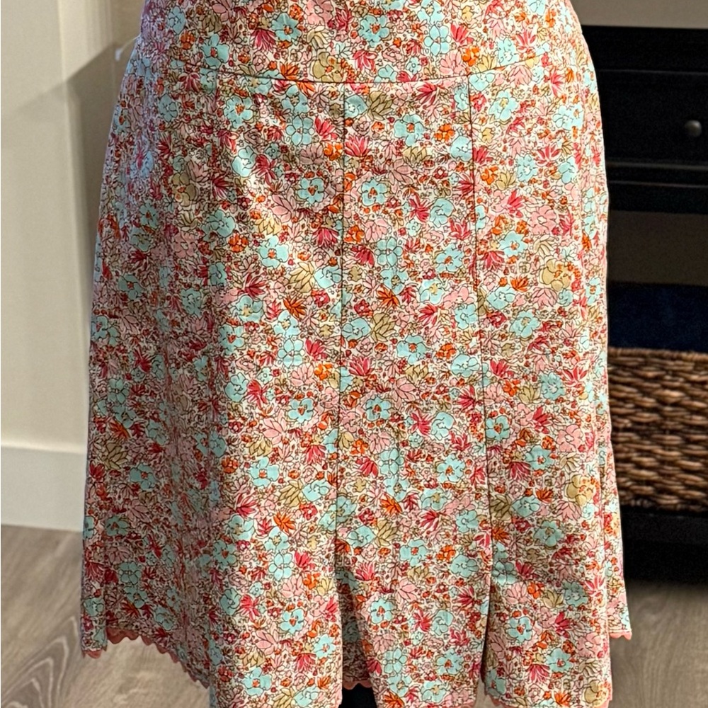 CAbi A-Line Pink and Blue Knee-Length Skirt Resort Wear